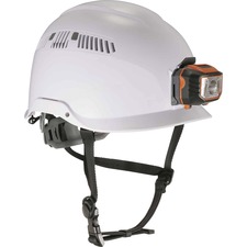 Safety Helmet, Class C, w/LED Lite/Chin Strap, Short Brim, WE