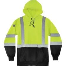 Sweatshirt, Hooded, Hi-Vis, w/Pockets, 4X, Lime/Black