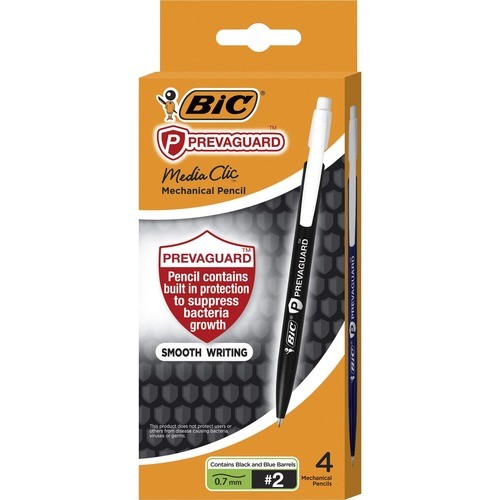 Prevaguard Media Clic Mechanical Pencils, 0.7 Mm, Hb (#2), Black Lead, 2 Black Barrel/2 Blue Barrel, 4/pack