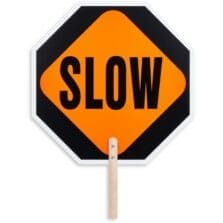 Stop/Slow Sign, Handheld, 10" Wood Handle, 18"x1/5"x18", WE/RD