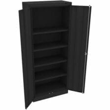 Storage Cabinet, w/4 Adj Shelves, Standard, 30"x15"x72", Black
