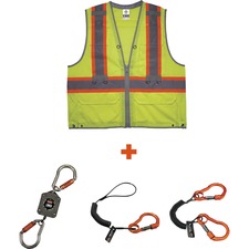 Tool Tethering Kit, SafetyVest, TypeR, Class2, Zipper, S/M, Lime