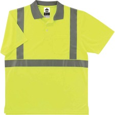 Shirt, Polo, Hi-Vis, SplitHem, MoistureWick, TypeR, Class2, M, LM