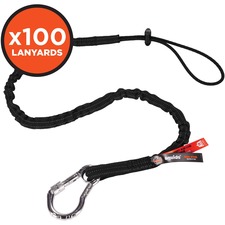 Tool Lanyard, w/Carabiner, 35"-45"L, 100/CT, BK