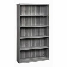 Bookcase, 5-Shelf, w/3 Adj Shelves, 36"x12"x68.75", Gray Steel