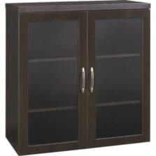 Cabinet, Display, Glass/Wood Doors, 36"x18"x39.25", Mocha