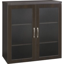 Cabinet, Display, Glass/Wood Doors, 36"x18"x39.25", Mocha