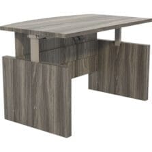 Desk, Height-Adj, w/Mod Panel, 72"x42"x29.5-49.25", Gray Steel