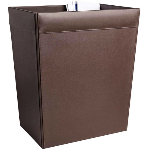 Wastebasket, Choco Leather, 32QT, 14-1/4"x10-1/4"x16-1/2", BN