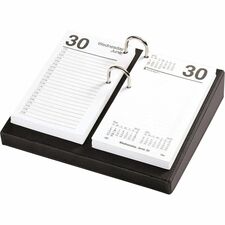 Calendar Holder, Silver Accents, Leather, 8"Wx7"Lx1-3/4"H, BK