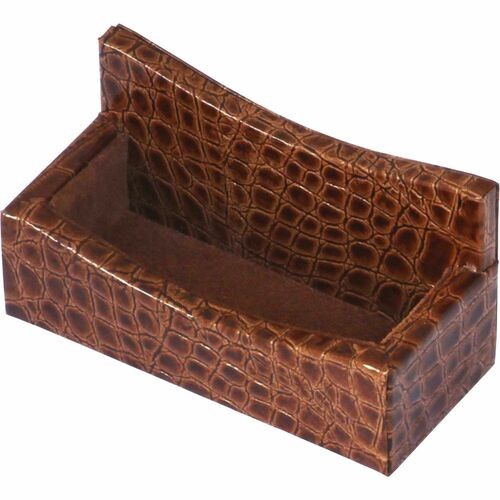 Business Card Holder, Cognac, 2-1/10"x4-3/5"x2-2/5", Brown