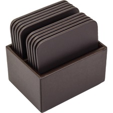 Coaster Set, 10 Square, Leather, 4-3/5"x4-3/5"x3-1/2", BN