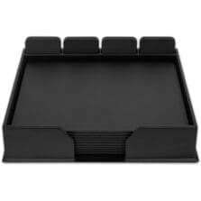 Conference Room Set, Sq Coasters, 23 Pc, 18-1/4"x16-1/2"x4", BK