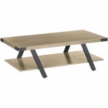 Coffee Table, Rectangular, 48 x 23.75 x 16, Sand Dune Top, Black Base