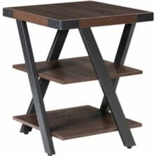 End Table, 3-Shelf, Steel/Lam, 20"x20"x25", Southern Tobacco