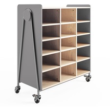 Storage Cabinet, Mobile, w/12 Shelves, 43.25"x19.75"x48", Gray