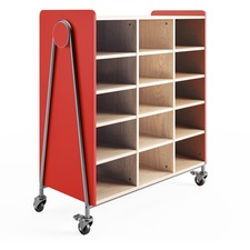 Storage Cabinet, Mobile, w/12 Shelves, 43.25"x19.75"x48", Red