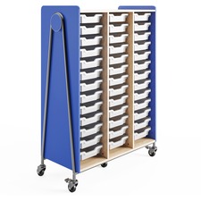 Storage Cabinet, Mobile, w/39 Totes, 43.25"x19.75"x60", Blue