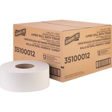 Bath Tissue Roll, Jumbo, 2-Ply, 3.5"x1000', 8.88"Dia, 12/CT, WE