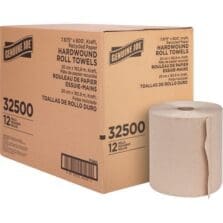 Hardwound Roll Towels, 2"Core, 7/7/8"x600', 12RL/CT, Natural