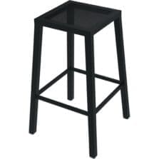 Stool, Outdoor, Backless, Steel, 14"Wx14"Dx30"H, Black