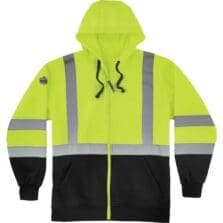 Sweatshirt, Hooded, Hi-Vis, w/Pockets/Zipper, 5X, Lime/SR/BK