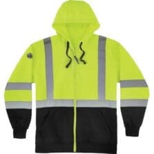 Sweatshirt, Hooded, Hi-Vis, w/Pockets/Zipper, Medium, Lime/SR/BK