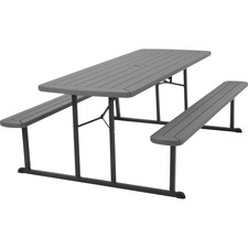 Picnic Table, w/Benches, Foldable, 800 lb Cap, 6', Dark Gray