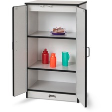 Play Kitchen Refrigerator, Black Edge, 20"Wx15"Dx27"H, Gray