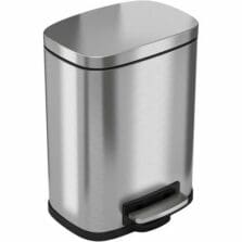 Trash Can, 1.5 Gal, 8-1/4"Wx6"Lx11-1/2"H, Silver