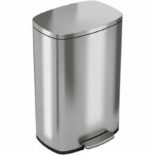 Trash Can, 13 Gal, 16-7/10"Wx13"Lx25-1/2"H, Silver