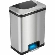 Trash Can, 13 Gal, BK Trim, 16-1/2"x11-1/4"x22-3/4", Silver