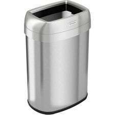 Trash Can, 13 Gal, Oval, 11-1/2"Wx16"Lx24-1/4"H, Silver
