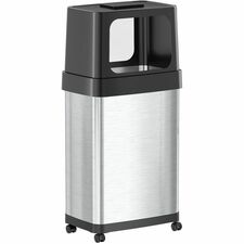 Trash Can, 18 Gal, Push Door, 11"Wx17"Lx34-1/4"H, Silver