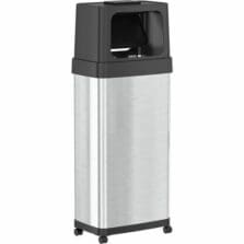 Trash Can, 24 Gal, Push Door, 11"Wx17"Lx42-1/4"H, Silver