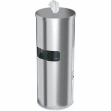 Trash Can, 9 Gal, Wipe Dispenser, 17"Wx17"Lx38-3/5"H, Silver