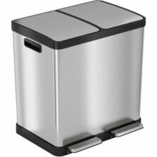 Trash Can, Dual, 21-3/5"Wx17-3/10"Lx28-3/10"H, Silver
