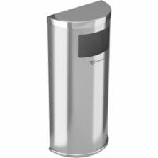 Trash Can, Half Round, 7-9/10"Wx15-7/10"Lx35-2/5"H, Silver