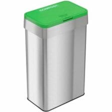 Trash Can, Open Top, 21 Gal, 10-1/4"x16"x34", Silver