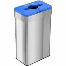 Recycling Bin, Open Top, 21 Gal, 10-1/4"x16"x34", Silver