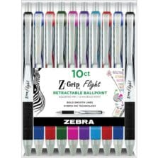 Z-Grip Pen, Retractable, Rubber Grip, 1.2mm, Bold Pt, 10/PK, AST