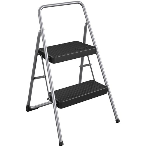 2-STEP FOLDING STEEL STEP STOOL, 200 LB CAPACITY, 28.13" WORKING HEIGHT, COOL GRAY
