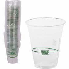 Cold Cup, Eco Friendly, 12oz, 50/PK, Clear/GreenStripe