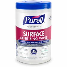 Wipes, Sanitizing, f/Surfaces, No Rinse, 7"x10", 110/Tub, WE