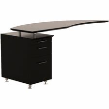 Return, Curved, Left, w/P/B/F Ped, 63"x24"29-1/2", Mocha