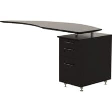 Return, Curved, Right, w/P/B/F Ped, 63"x24"29-1/2", Mocha