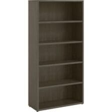Bookcase, 5-Shelf, Prominence, 34"Wx12"Dx69"H, Gray Elm