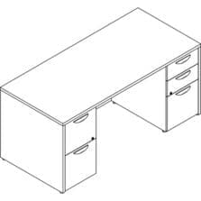 Double-pedestal Desk, F/F, B/B/F, 66"x30"x29", Gray Elm