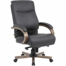Hi-Back Exec Chair, 26.77"x29.5"x42.91"-45.87", BK/GYWoodgrain