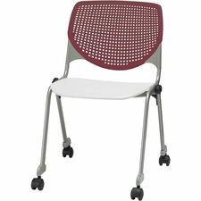 Chair, Casters, 20-1/2"x21-1/4"x31-1/2", Burgundy/White